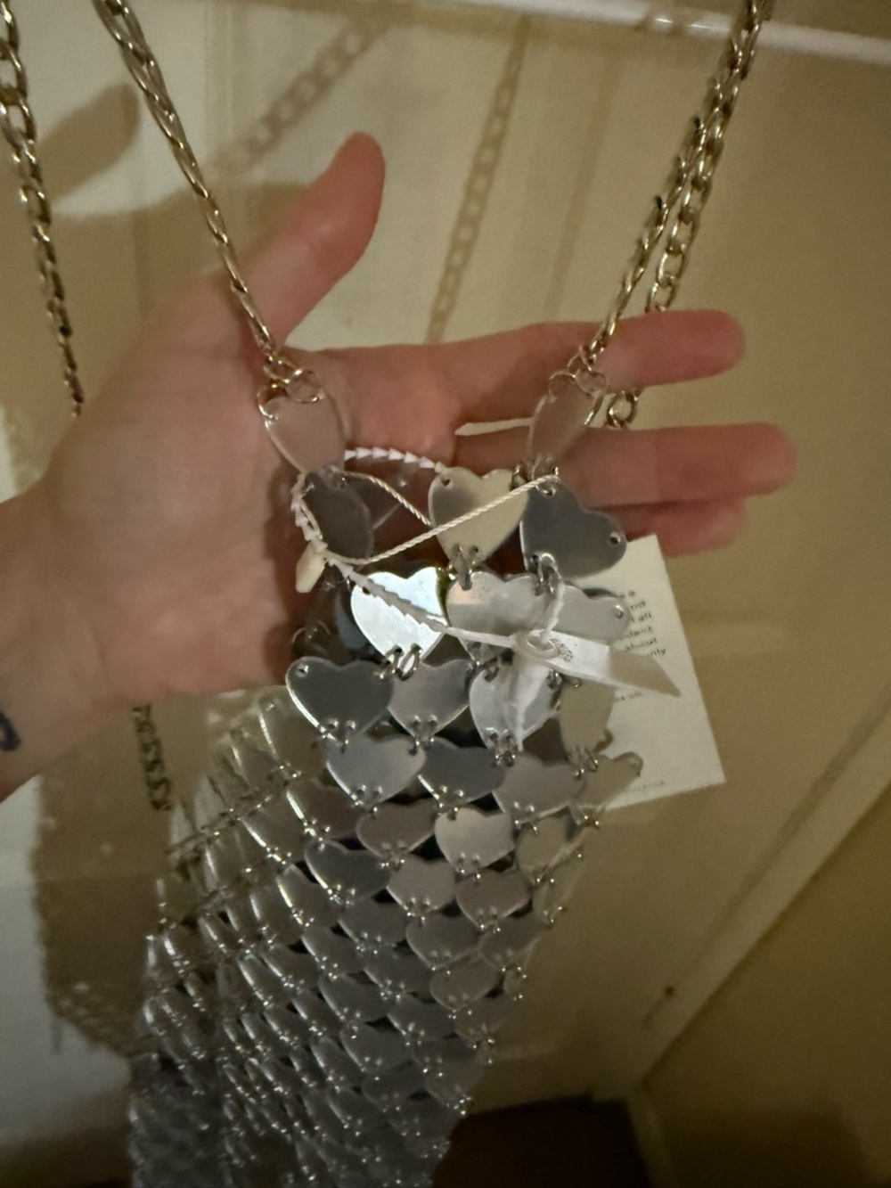 Aleph Heart Fringe Acrylic Chainmail Dress by Mew Mews - Picture 5 of 6
